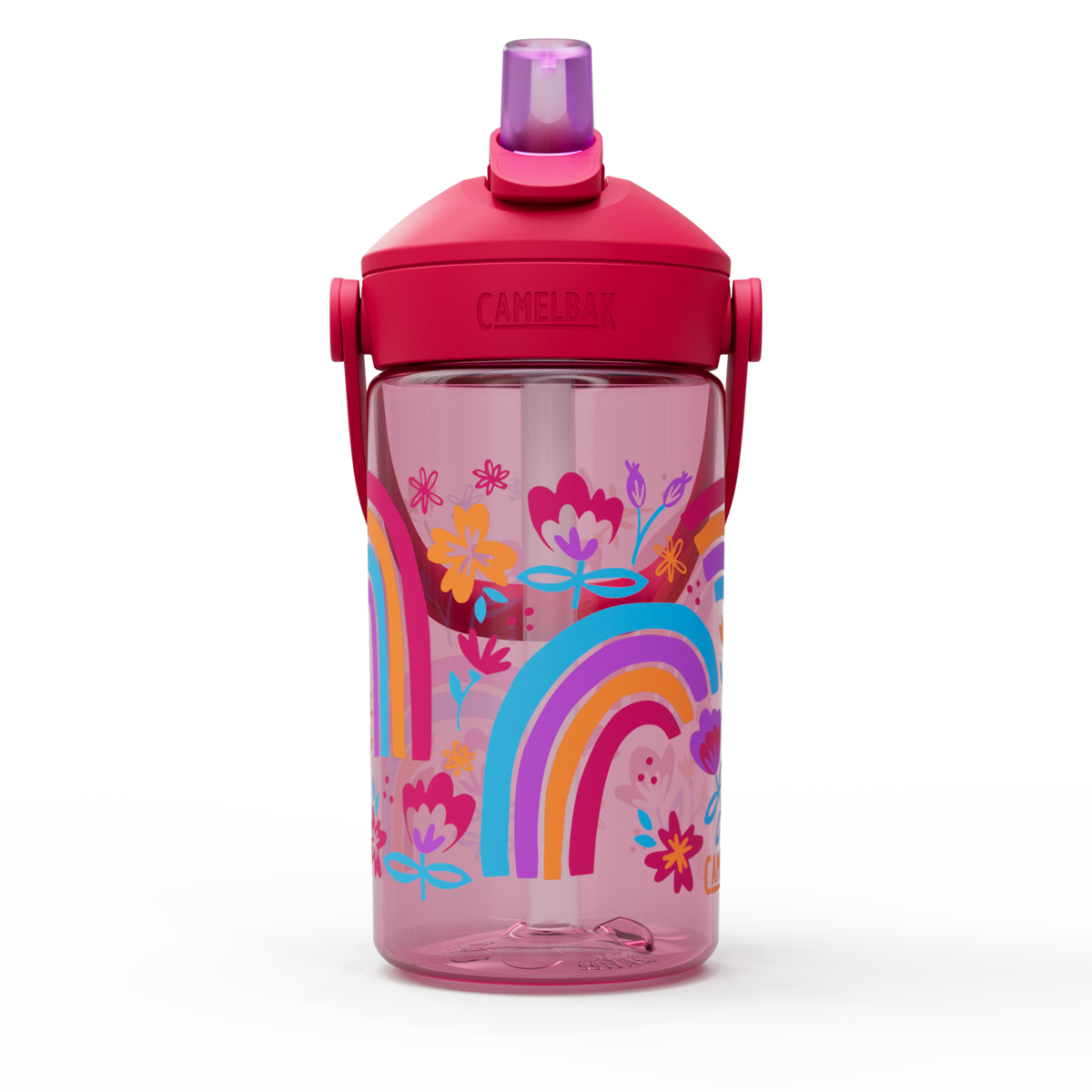 Thrive Flip Straw Kids 14oz, Rainbow Floral